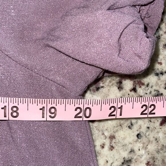 Wasabi+Mint Rayon Linen Puff Sleeve Cut Out Mini Swing Dress Purple NWT Medium - Picture 6 of 7